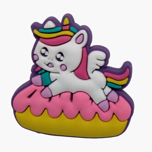 Rainbow Unicorn Cat on Donut Shoe Charm - Picture 1 of 3
